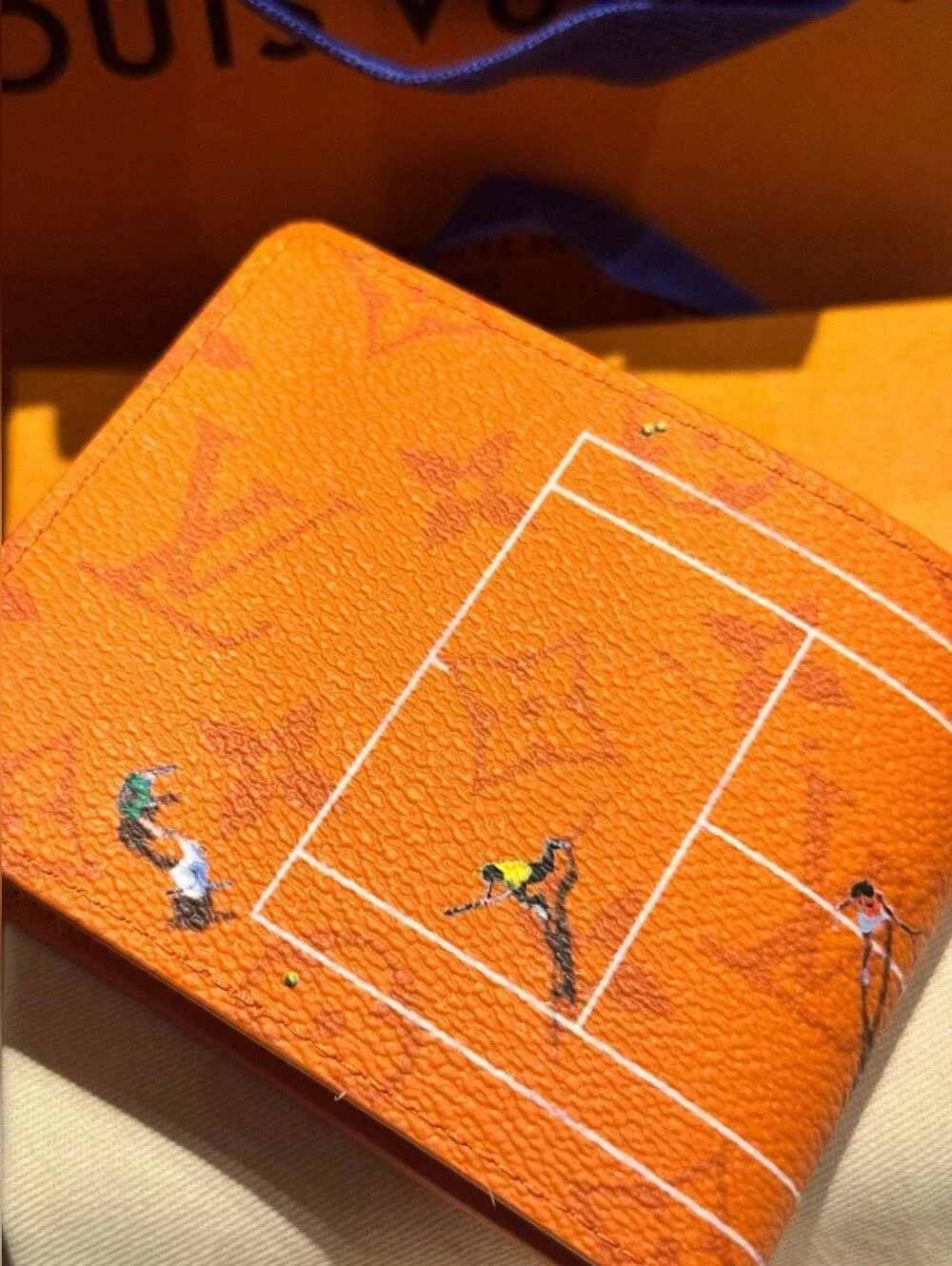 Louis Vuitton Orange Textured Bifold Card Holder Wallet
